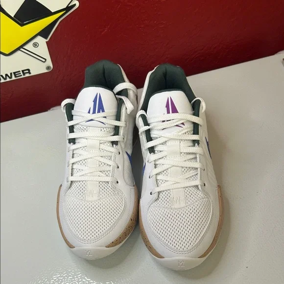 Nike White Sneakers with Blue Swoosh and Tan Details - Picture 3 of 7